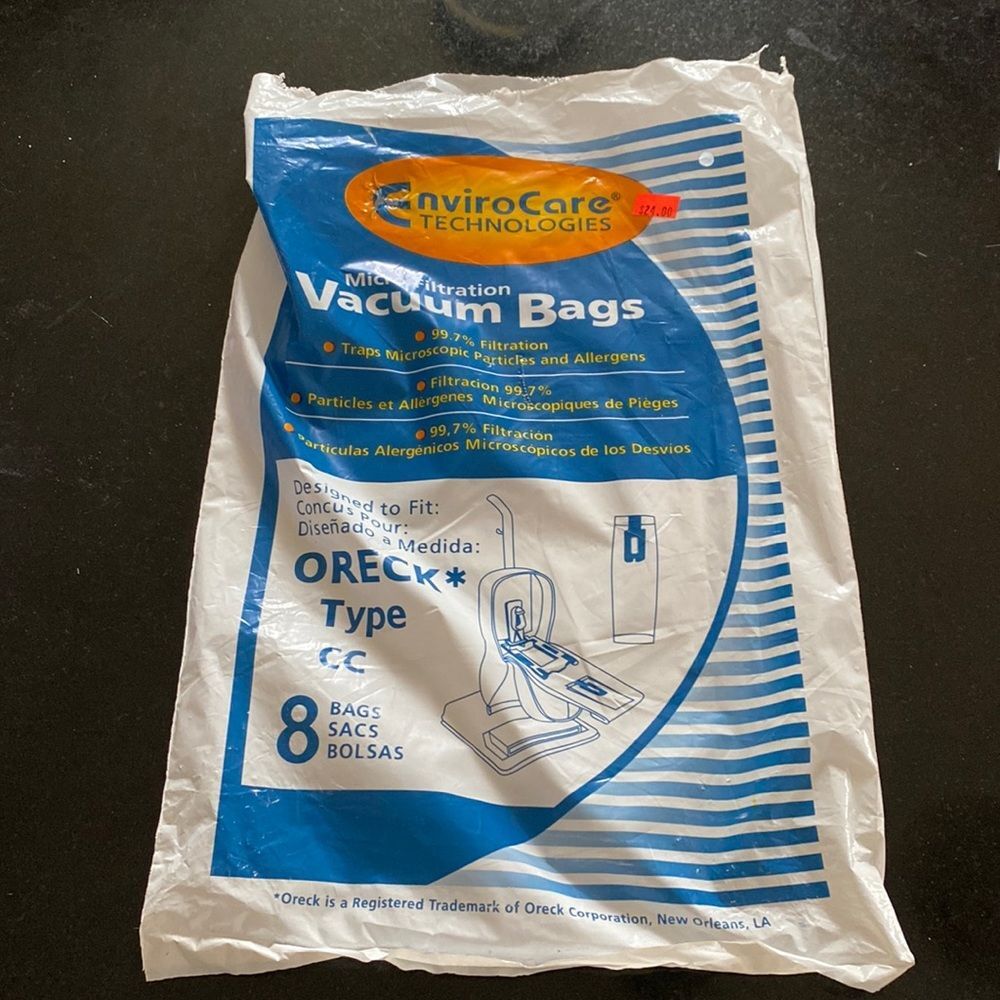 Seven microfiltration vacuum bags for the Oreck type CC Brand New